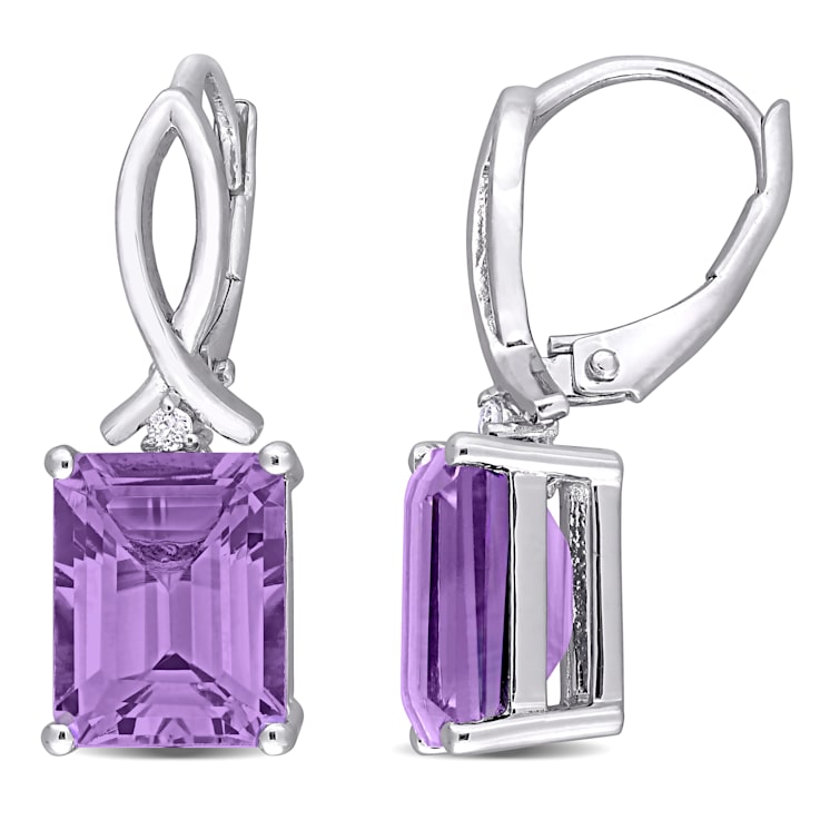 6 1/2 CT TGW Amethyst and White Topaz Earrings in Sterling Silver