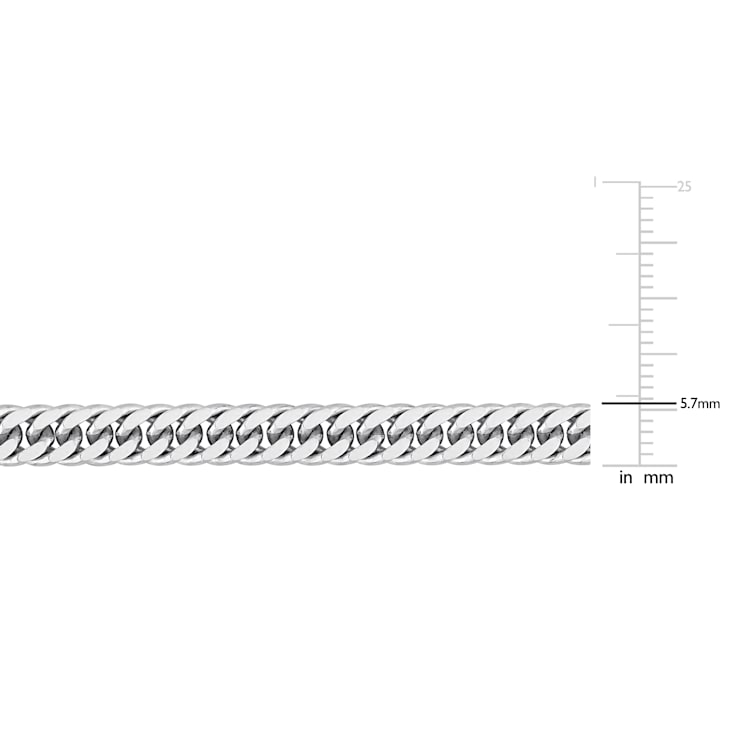 5.5MM Double Curb Link Chain Necklace in Sterling Silver