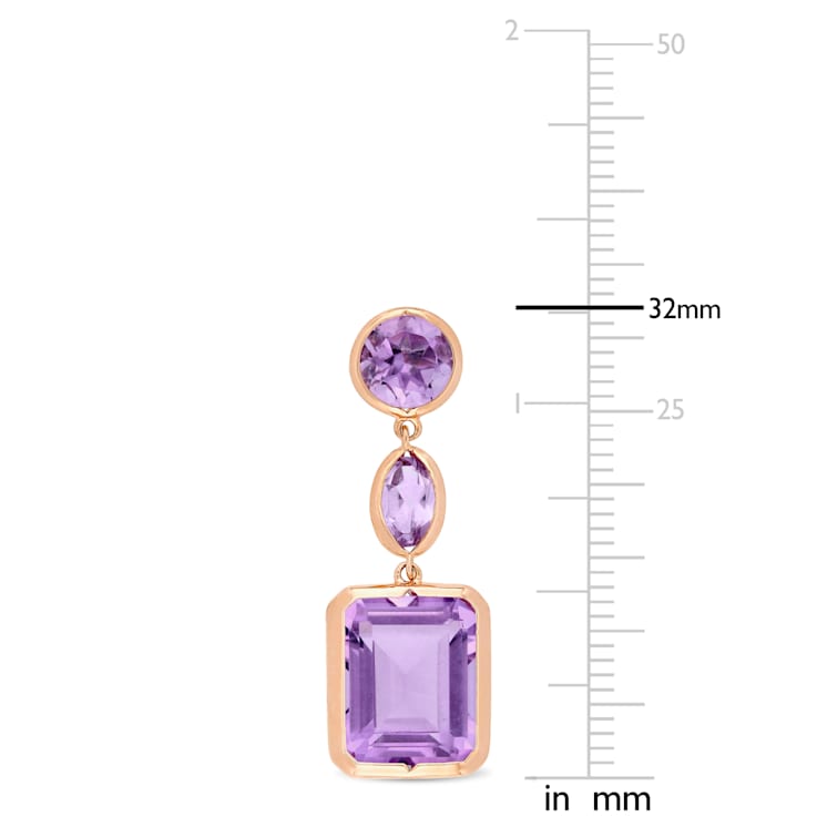 11 1/2 CT TGW Rose de France and Amethyst Link Earrings in Rose Plated
Sterling Silver