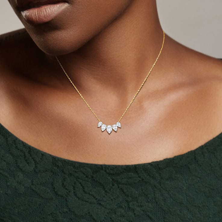 5 2/5 CT TGW Created White Sapphire Necklace in Yellow Silver