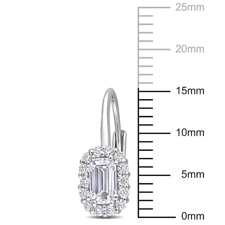 4/5 CT DEW Created Moissanite Octagon Halo Leverback Earrings in
Sterling Silver