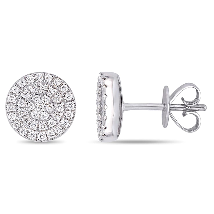 1/3CT TW Diamond Double Halo Stud Earrings in 14k White Gold