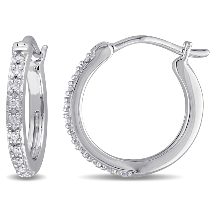 1/10 CT TW Diamond Hoop Earrings in 10k White Gold