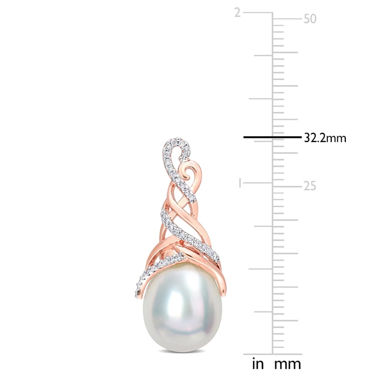 12-12.5MM South Sea Cultured Pearl and 1/3 CT TW Diamond Earrings in
Rose Plated Sterling Silver