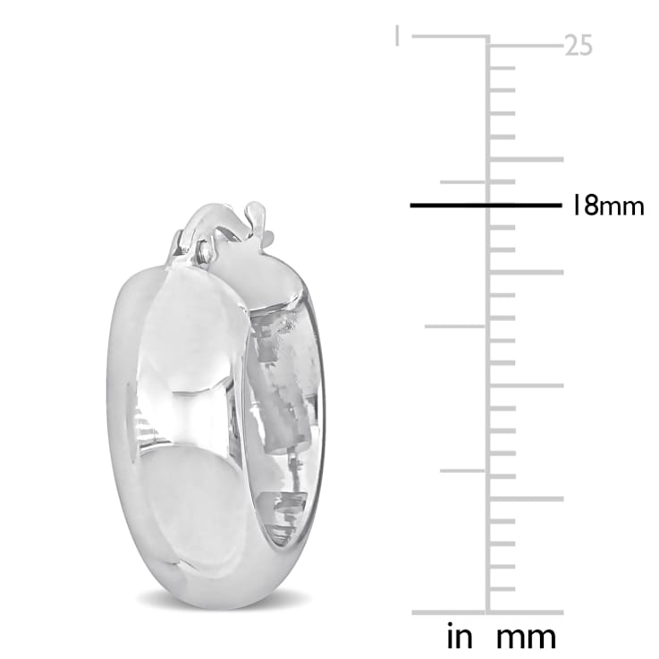 18mm Huggie Hoop Earrings in 10k White Gold