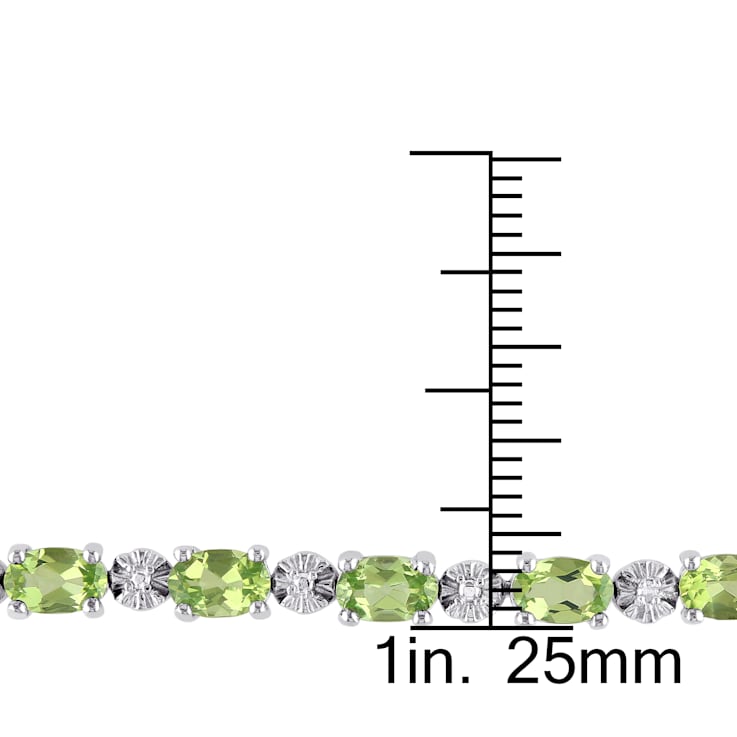 8 4/5 CT TGW Peridot and Diamond Accent Bracelet in Sterling Silver