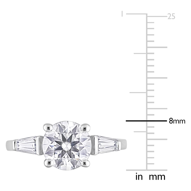 2 1/10 CT TGW Created Moissanite 3-Stone Ring in Sterling Silver