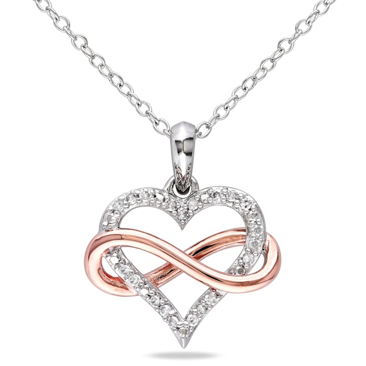 Pink & White Diamond Heart Necklace