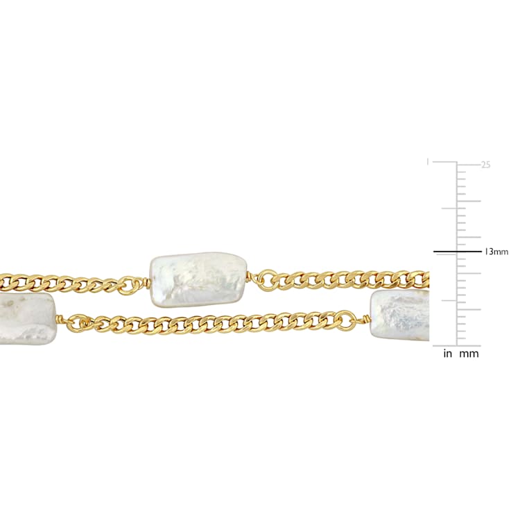 10-15.5MM Freshwater Cultured Pearl with Curb Chain Bracelet in Yellow
Plated Sterling Silver