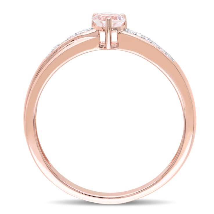 1/4 CT TGW Morganite and Diamond Accent Heart Ring in 18K Rose Gold Over
Sterling Silver
