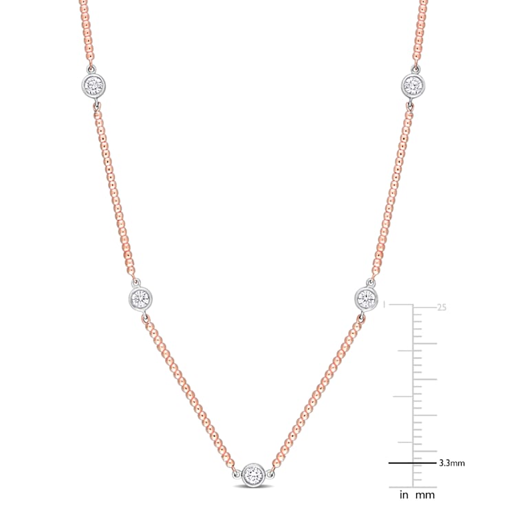 1/4 CT TW Diamond Station Necklace in 14K 2-Tone Gold
