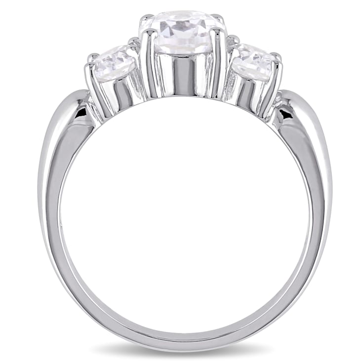 3 1/2 CT TGW Created White Sapphire 3-Stone Ring in Sterling Silver
