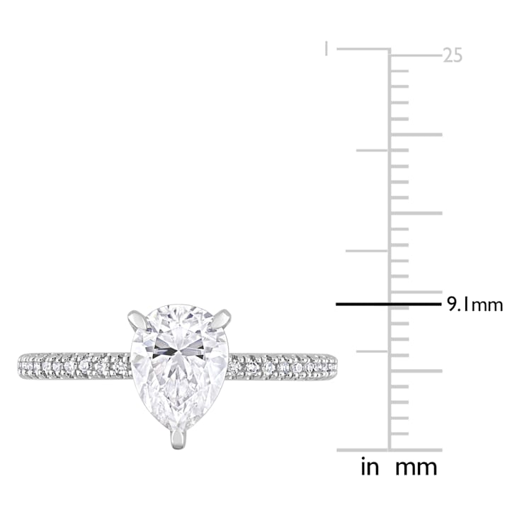 1-1/4 CT DEW Created Moissanite and 1/10 CT TW Diamond Engagement Ring
in 14K White Gold