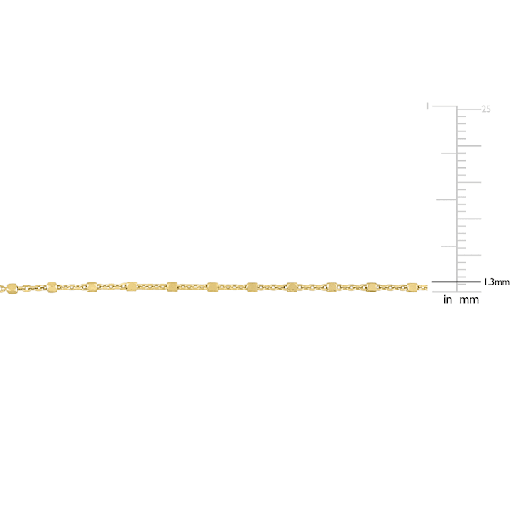 1.3MM Beaded Chain Necklace in Yellow Plated Sterling Silver