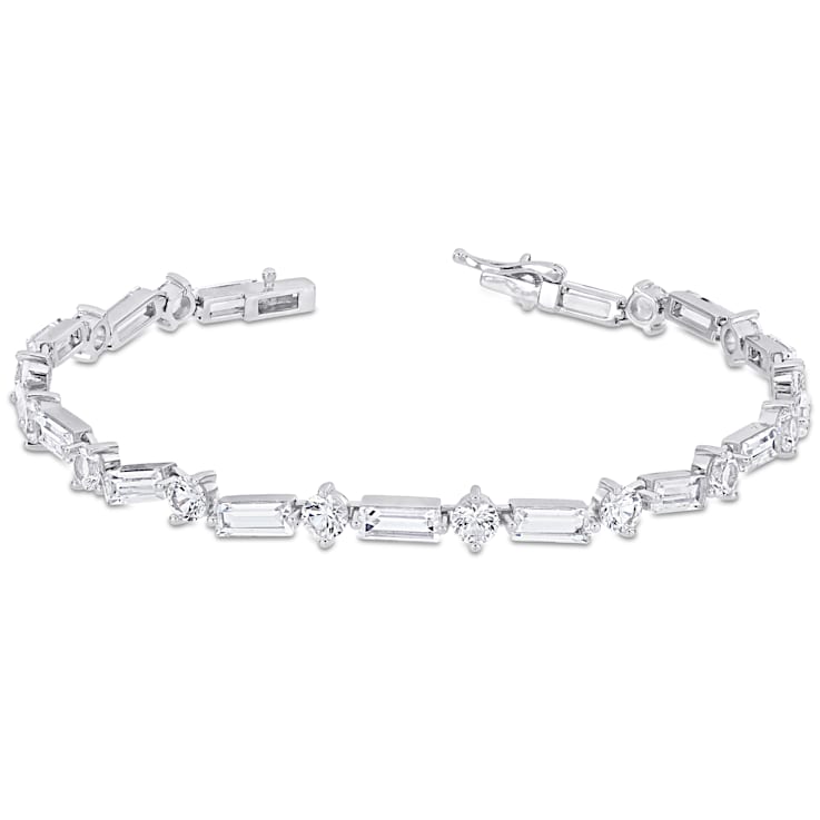 13 4/5 CT TGW Baguette & Round Created White Sapphire Bracelet in
Sterling Silver