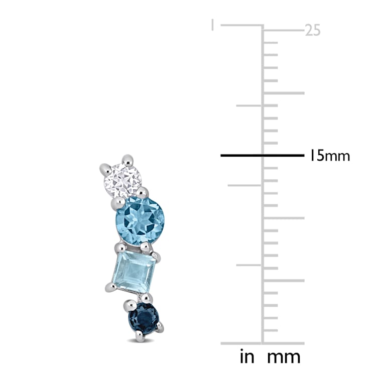 1 1/3 CT TGW Swiss, London, Sky Blue Topaz and White Topaz Stud Earrings
in Sterling Silver