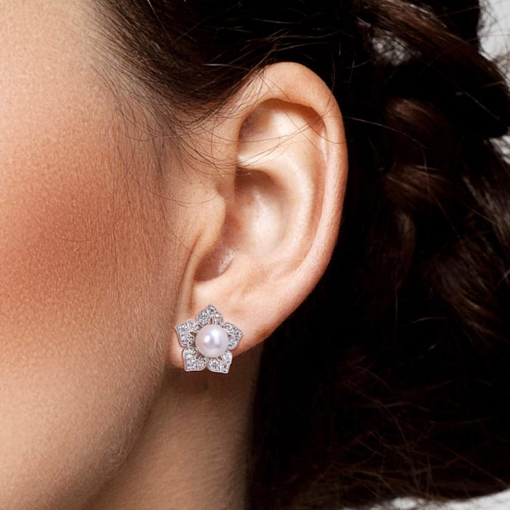 Created white sapphire sales earrings