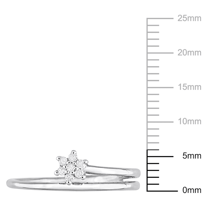 Diamond Accent Floral Promise Ring in Sterling Silver