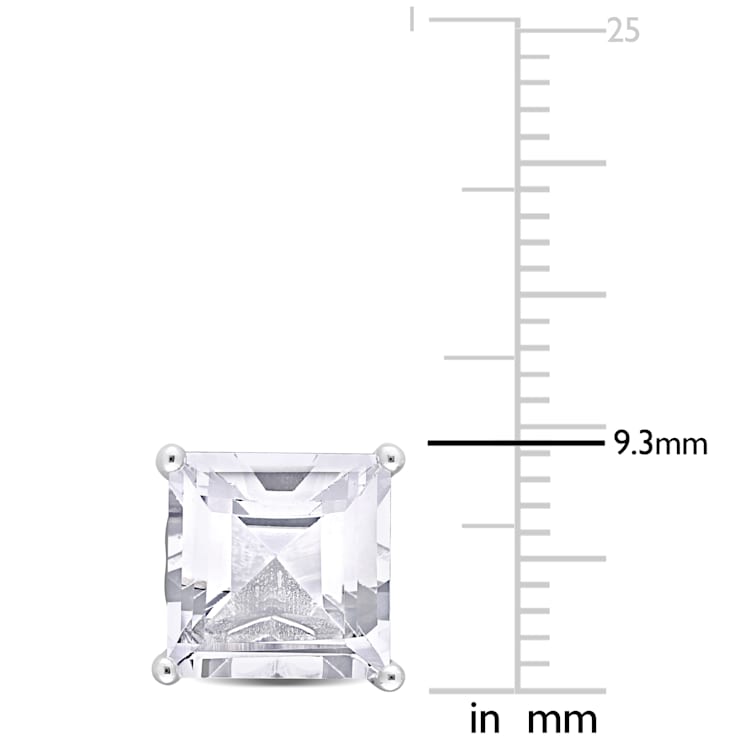 6 CT TGW Square White Topaz Stud Earrings in Sterling Silver