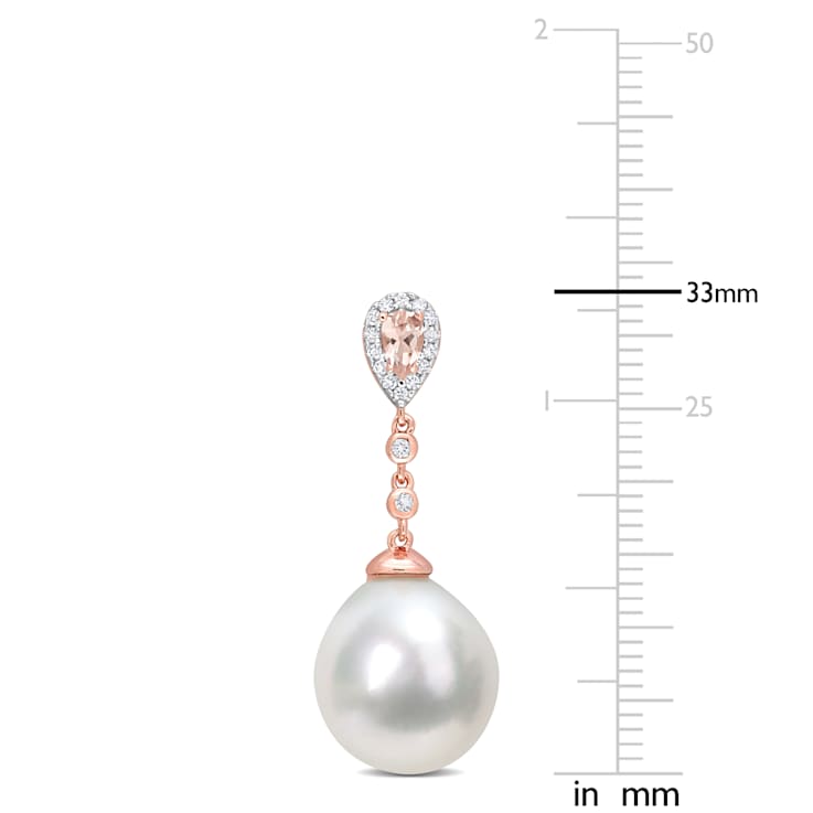 12-12.5MM South Sea Pearl and Multi-Stone Earrings in 18K Rose Gold Over
Sterling Silver