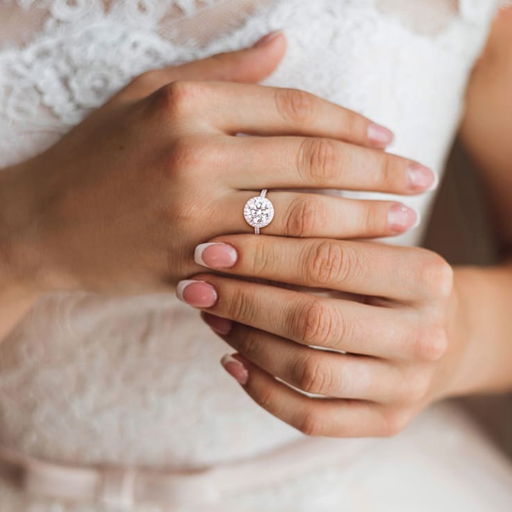 3 5/8 CT TW Lab-Grown Diamond Halo Engagement Ring in 14K White Gold