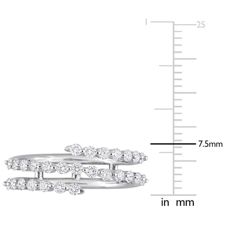 5/8 CT TGW Lab Grown Diamond Coil Ring in Platinum Plated Sterling Silver