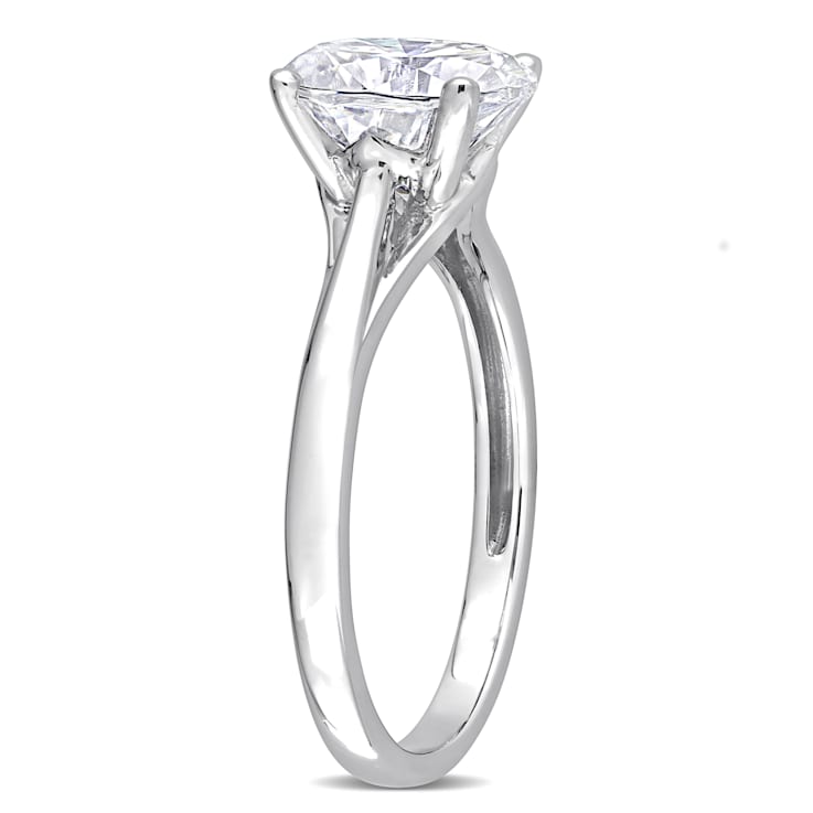 2 CT DEW Created Moissanite Solitaire Engagement Ring in 14K White Gold