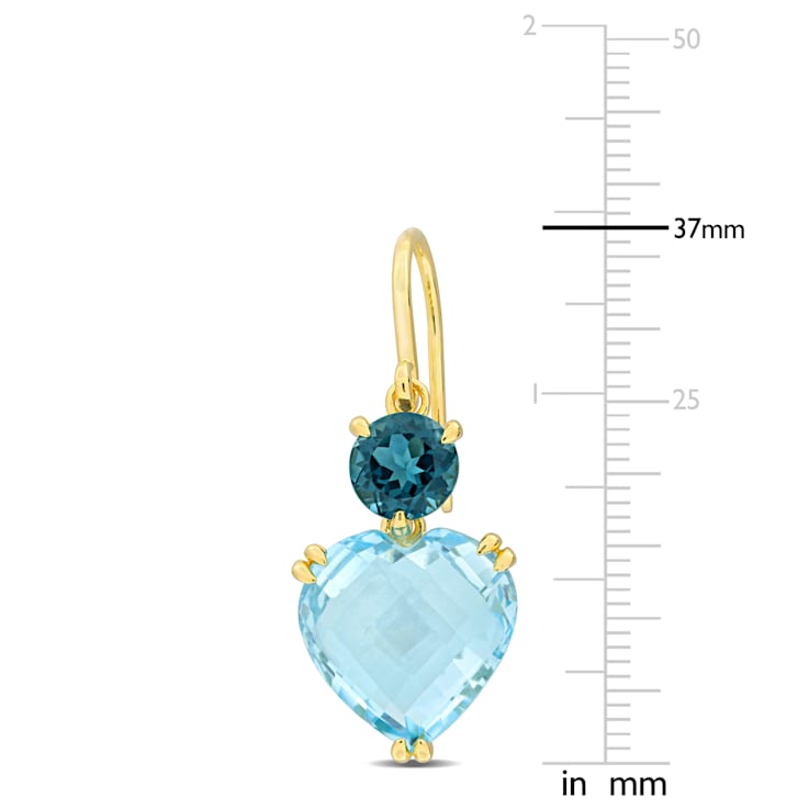 25 5/8 CT TGW Sky Blue and London Blue Topaz Shepherd Hook Earrings in
Yellow Plated Silver