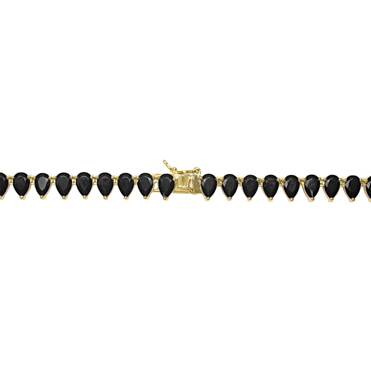 50 1/2 CT TGW Created Black Spinel Tennis Necklace in Yellow Plated
Sterling Silver