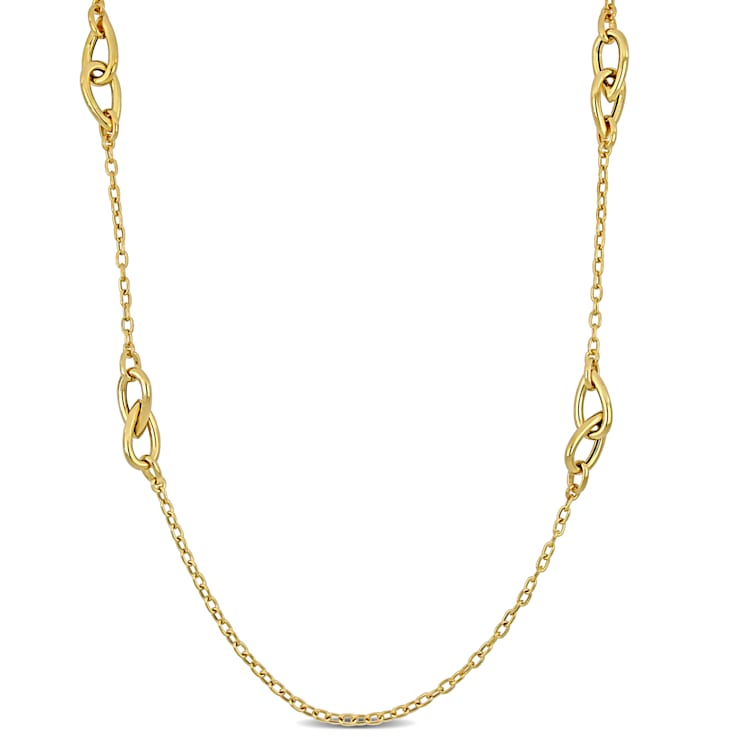 Link Station Necklace in 14K Gold Over Sterling Silver