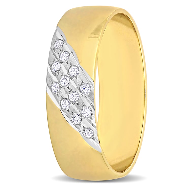 Men's 6mm Cubic Zirconia Matte Wedding Band in 10K Yellow Gold