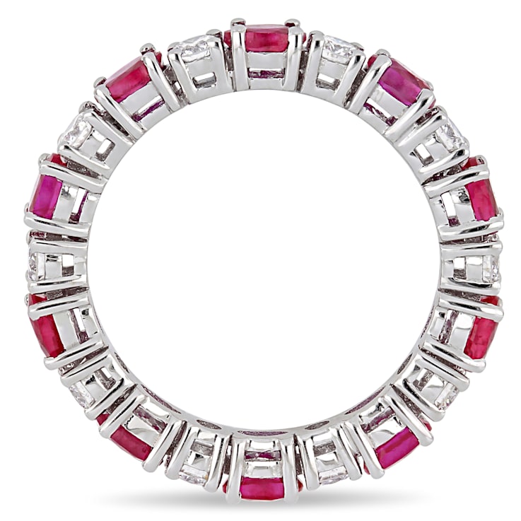 2 CT TGW Ruby and 3/4 CT TW Diamond Eternity Ring in 14K White Gold