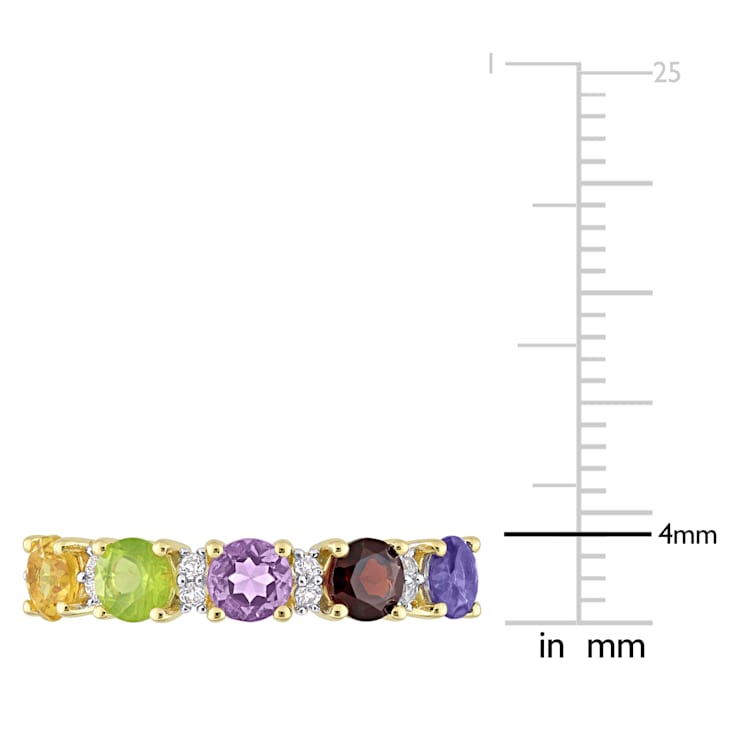 1 2/5 CTW Multi-Gemstone Anniversary Band Ring in Yellow Gold Plated
Sterling Silver