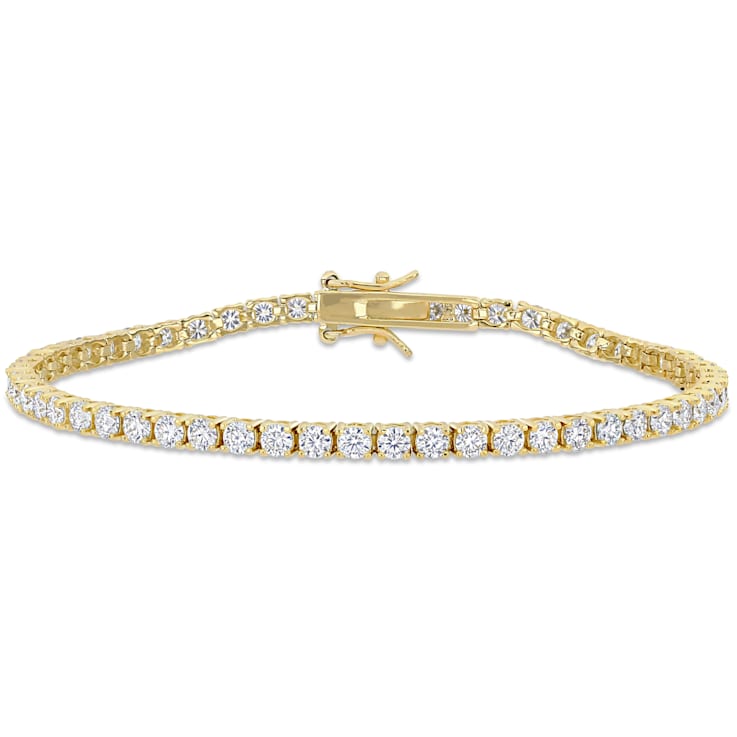 5 1/10ctw DEW Created Moissanite Tennis Bracelet in 18K Yellow Gold Over
Sterling Silver