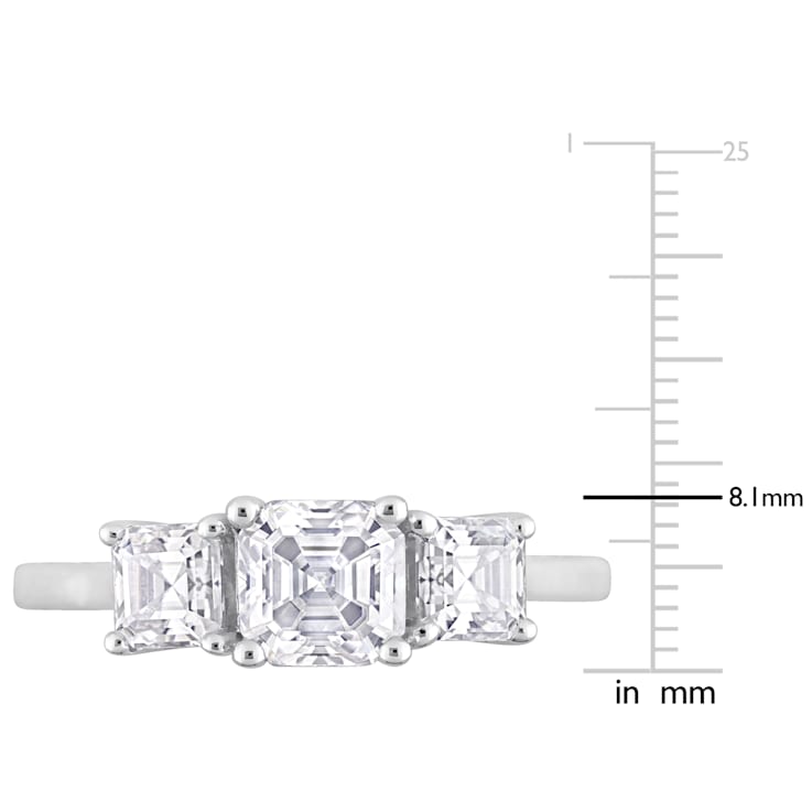 1 3/4 CT TGW Created Moissanite 3-Stone Ring in Sterling Silver