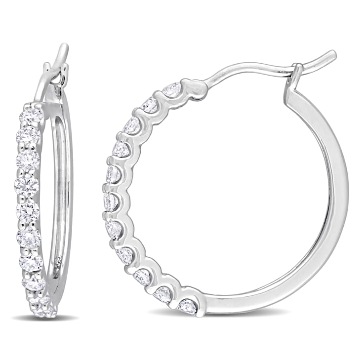 1 CT TDW Diamond Half-Set Hoop Earrings in Platinum