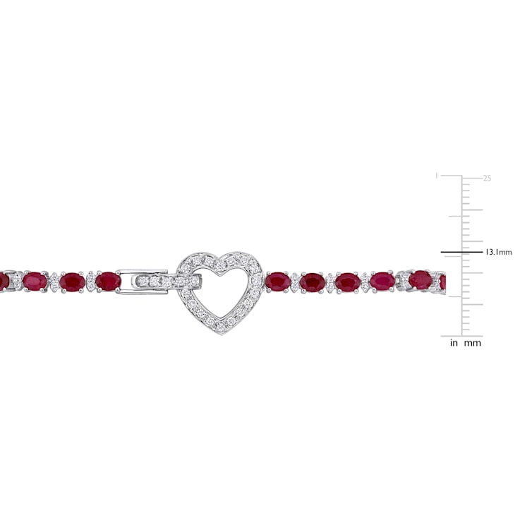 5 5/8 CT TGW Ruby and 3/4 CT TW Diamond Tennis Bracelet in 18k White Gold