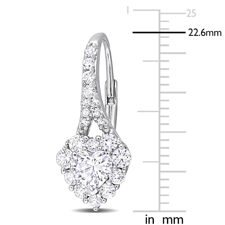 2 2/5 CT TGW Created White Sapphire Halo Heart Earrings in Sterling Silver