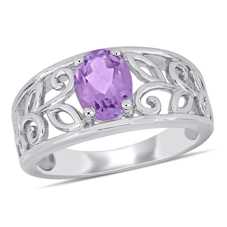 1 CT TGW Amethyst Filigree Ring in Sterling Silver