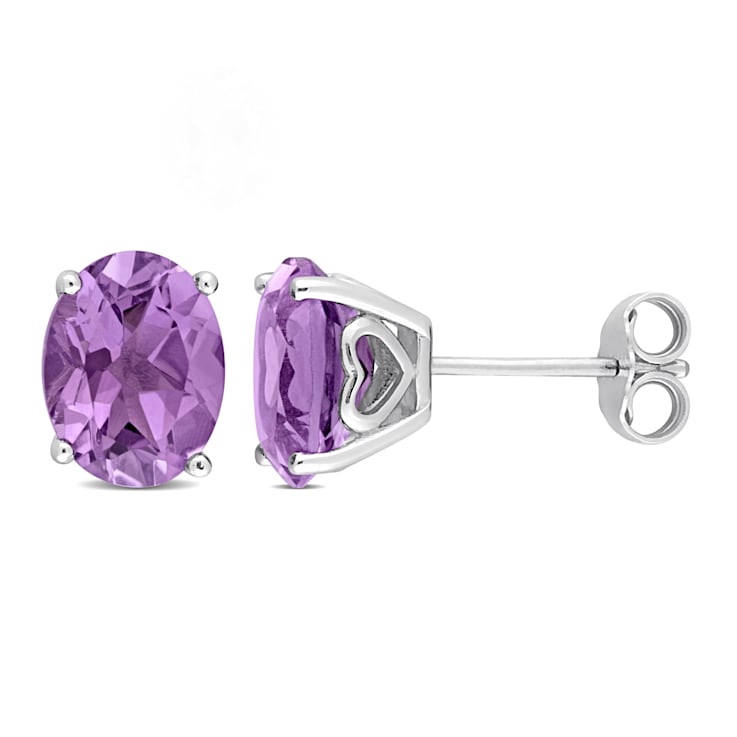 4 CT TGW Oval Amethyst Stud Earrings in Sterling Silver