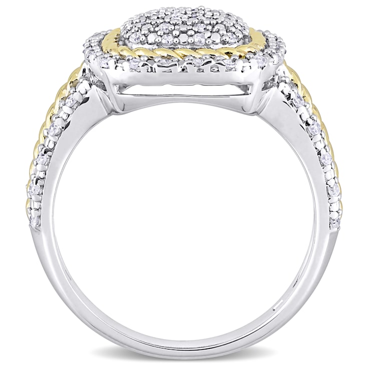 1/3ctw Diamond Rope Design Ring in White and 18K Yellow Gold Over
Sterling Silver