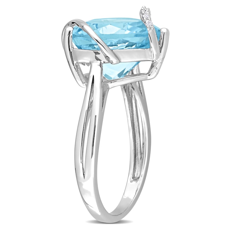 7 CT TGW Sky Blue Topaz and Diamond Accent Heart Ring in Sterling Silver