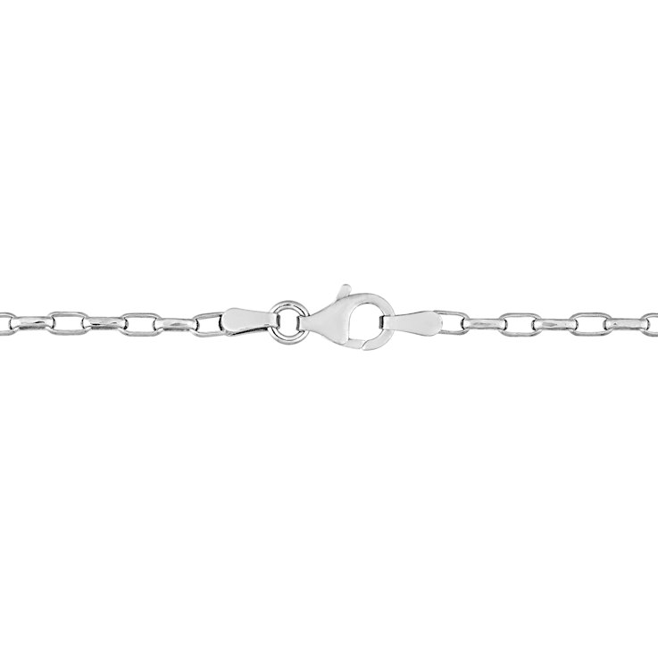 Fancy Rectangular Rolo Chain Necklace in Sterling Silver
