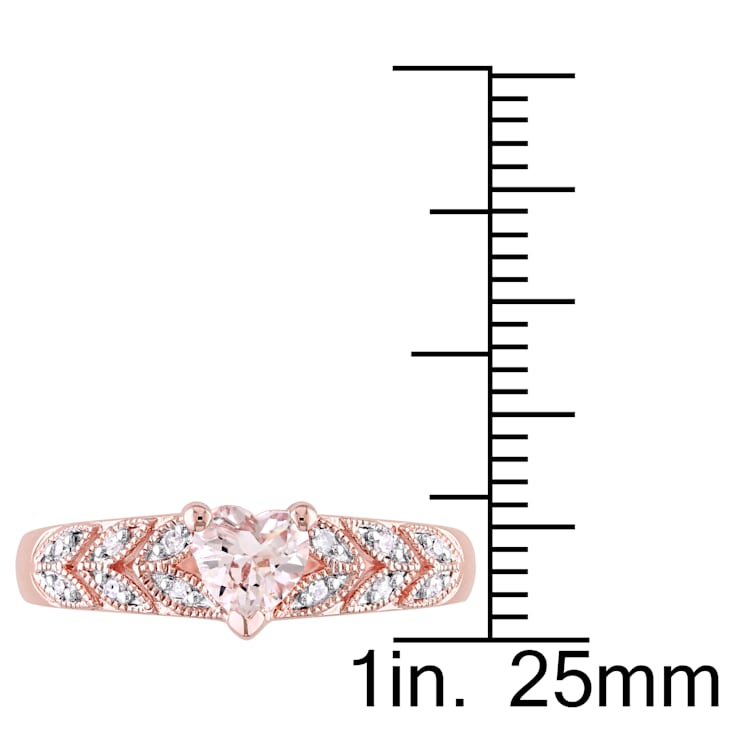 1/2 CT TGW Morganite and Diamond Accent Vintage Heart Ring in 18K Rose
Gold Over Sterling Silver