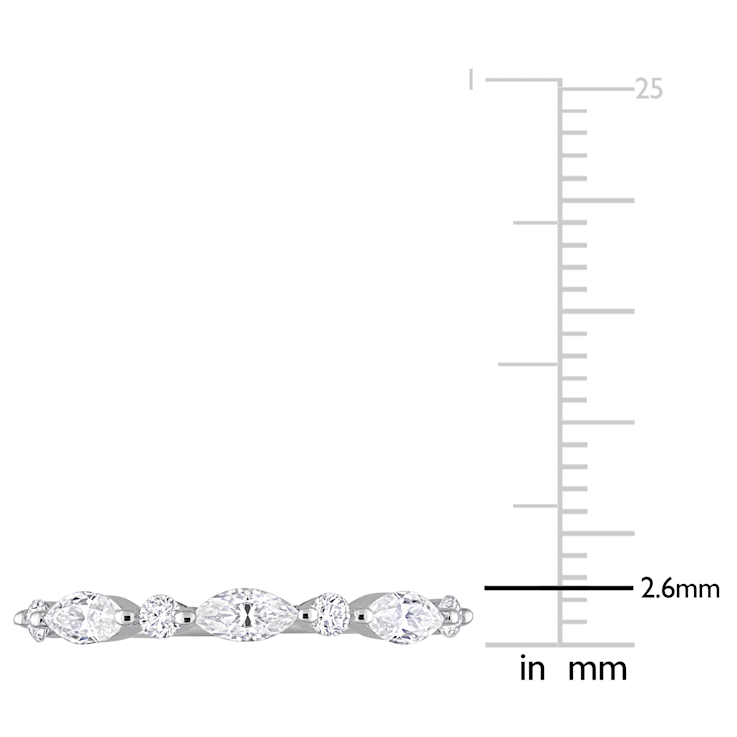 1/2 CT DEW Created Moissanite Semi-Eternity Ring in Sterling Silver