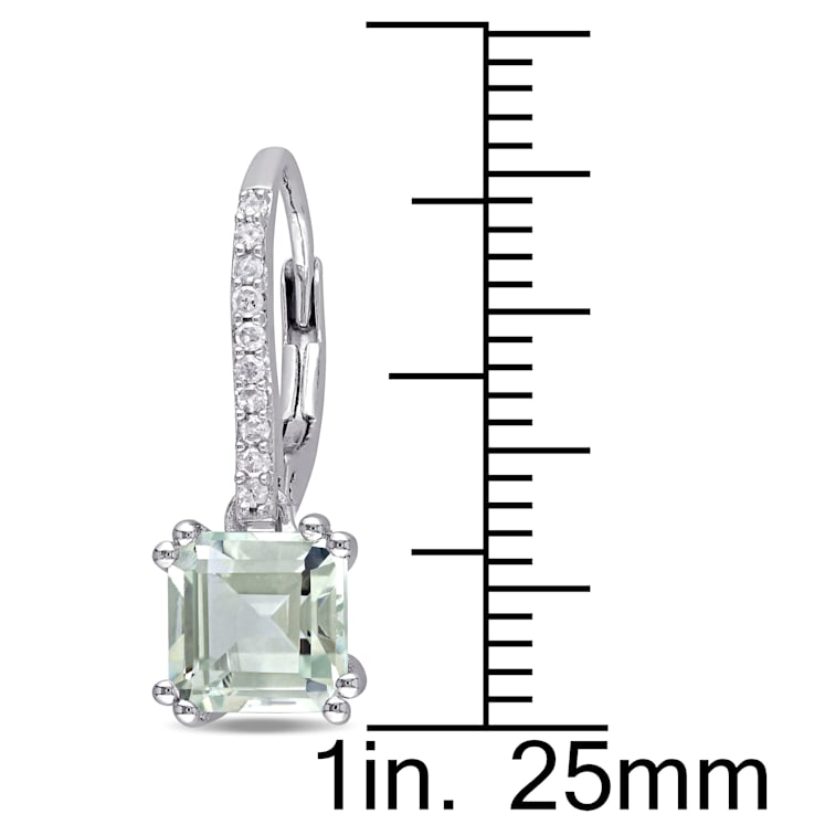 2 1/3 CT TGW Green Quartz and 1/10 CT TDW Diamond Earrings in Sterling Silver