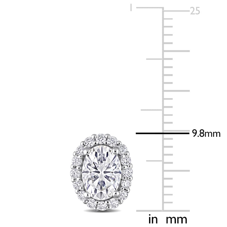 2 1/3 CT DEW Created Moissanite Oval Halo Stud Earrings in Sterling Silver