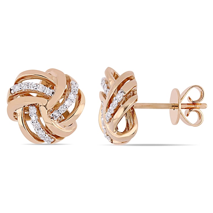 1/6 CT TW Diamond Knot Stud Earrings in 14k Rose Gold