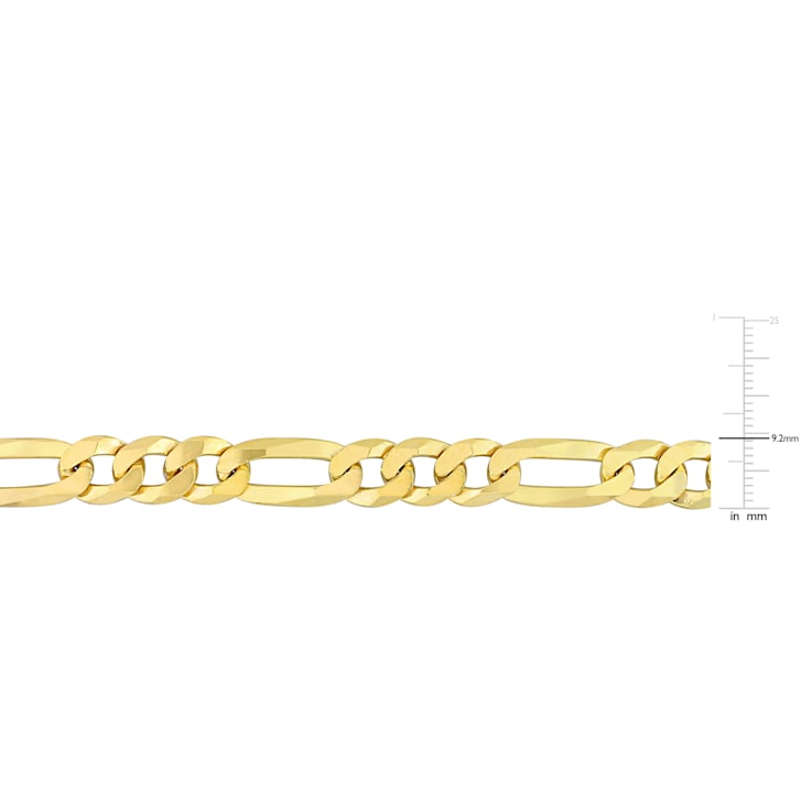 8.9mm Flat Figaro Chain Bracelet in 18k Yellow Gold Plated Sterling
Silver, 9 in