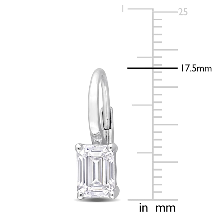 2 CT TGW Created Moissanite Drop Earrings in Sterling Silver